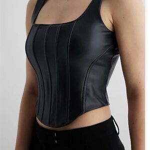 Express Black Faux Leather Crop Top